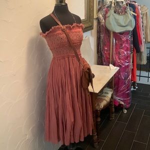 Free People Gauze Dusty Rose Midi Dress Large 🤩